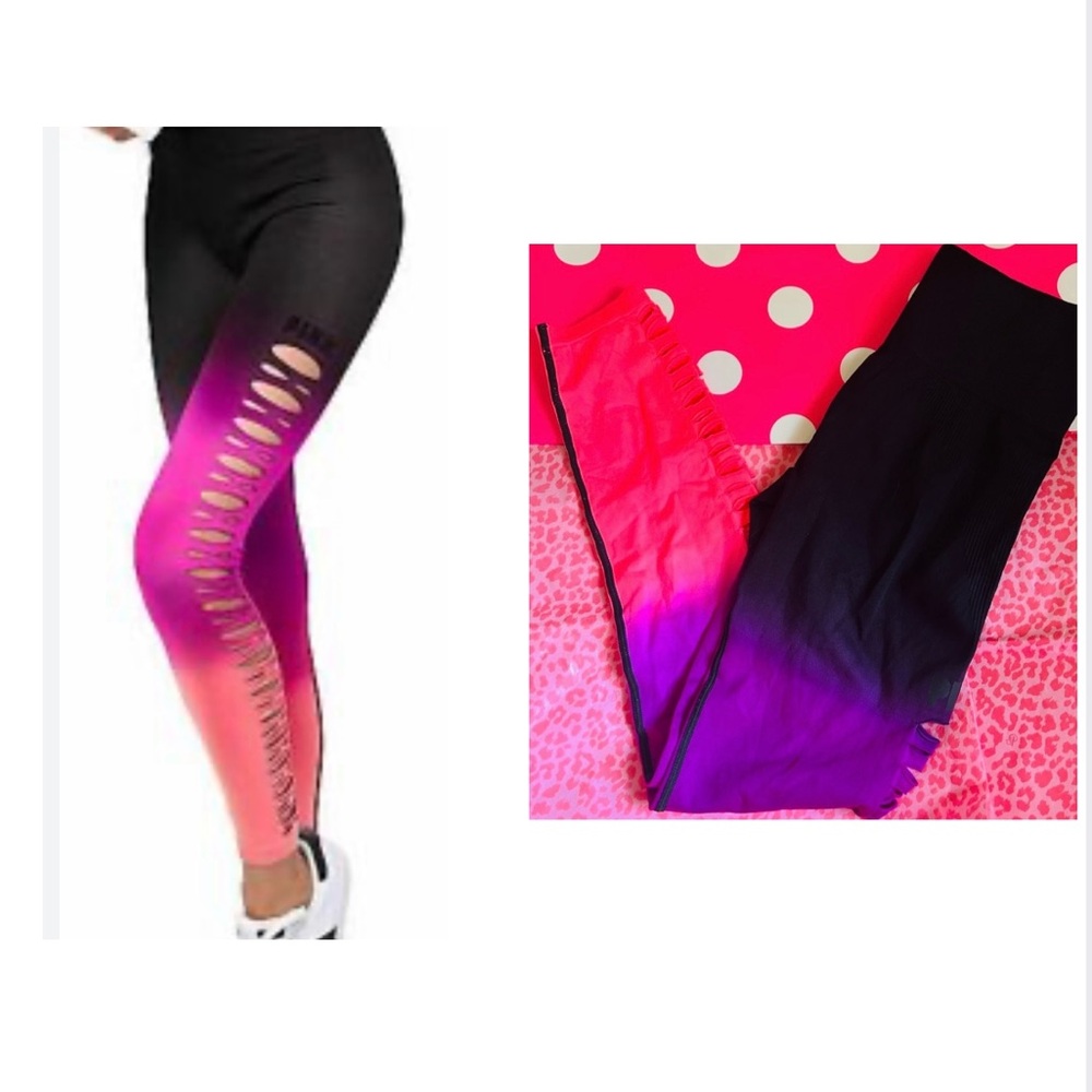 Gradient Pink and Purple seamless  Leggings - Picture 1 of 4